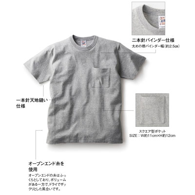オープンエンドバインダーネックTシャツ(ポケット付)