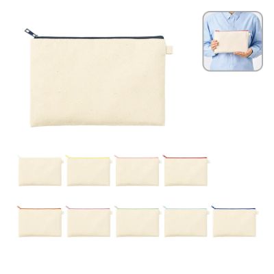 カラーファスナーキャンバスフラットポーチ(M)