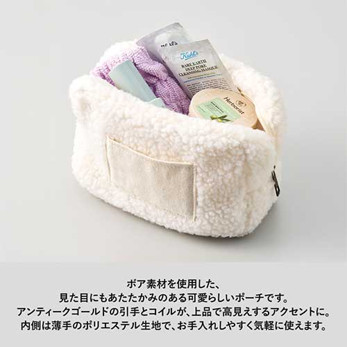 ボア&キャンバスポケットファスナーポーチ